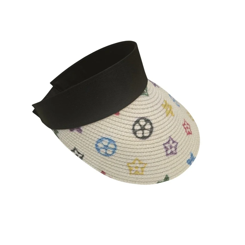 Odiva Geometric Pattern Adjustable Visor Hat With Black Trim One Size,‎ NWT
